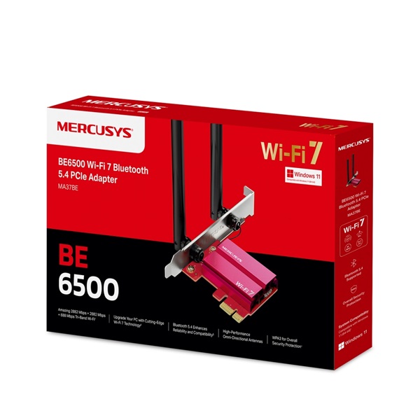 MERCUSYS Wireless Adapter PCI-Express 5.4 Tri Band BE6500 Wifi 7 Bluetooth, MA37BE (MA37BE)