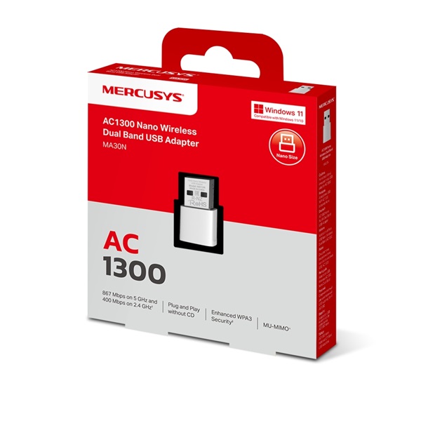 MERCUSYS Wireless Adapter USB Dual Band AC1300, MA30N (MA30N)