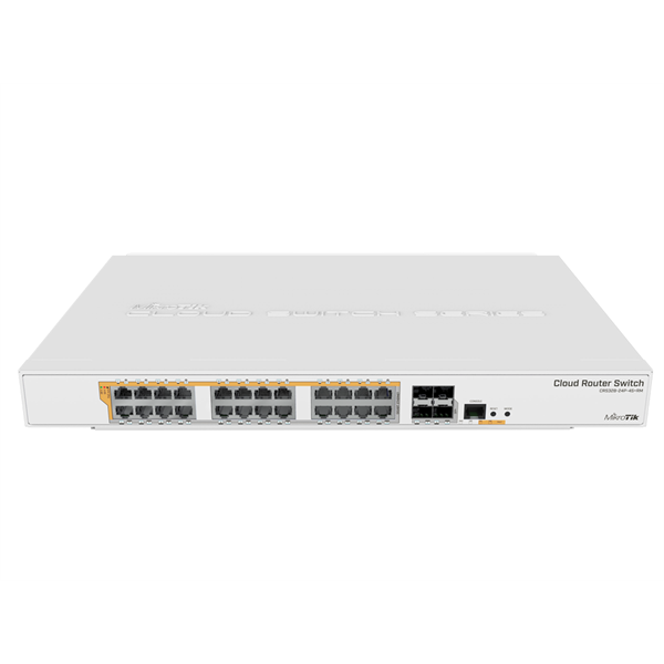 MIKROTIK Cloud Router Switch 24x1000Mbps (POE) + 4x10Gbit SFP+, Fémházas, Rackes - CRS328-24P-4S+RM (CRS328-24P-4S+RM)