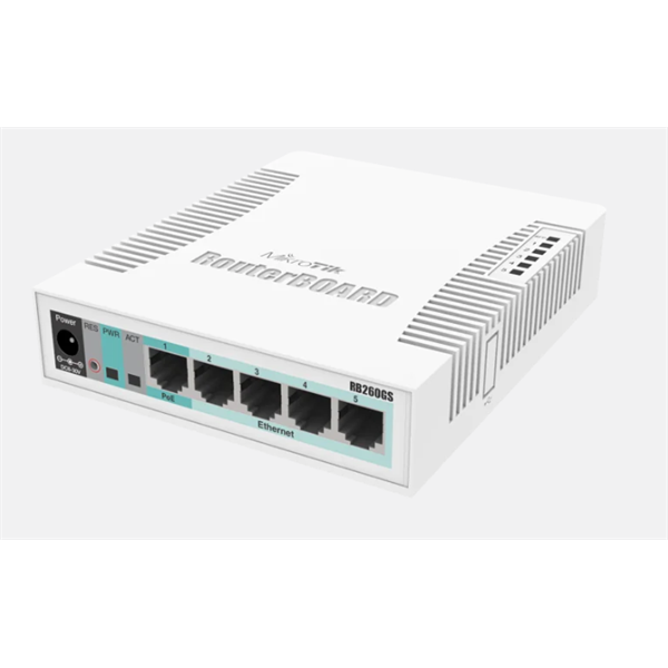 MIKROTIK Switch/Router RB260GS 5x1000Mbps + 1x1000Mbps SFP, Asztali, CSS106-5G-1S (CSS106-5G-1S)