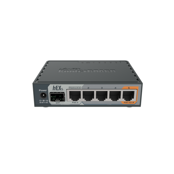 MIKROTIK Vezetékes Router hEX S 5x1000Mbps + 1x1000Mbps SFP, Beltéri, RB760IGS (RB760IGS)
