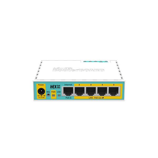 MIKROTIK Vezetékes Router hEX PoE lite 5x100Mbps, Beltéri, RB750UPR2 (RB750UPR2)