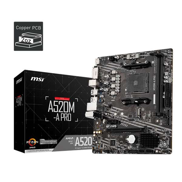 MSI Alaplap AM4 A520M-A PRO AMD A520, mATX (A520M-A PRO)