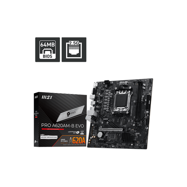 MSI Alaplap AM5 PRO A620AM-B EVO AMD A620, mATX (PRO A620AM-B EVO)