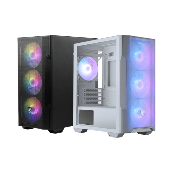 MSI Ház Midi ATX FORGE M100R, 4xARGB ventilátor, Tápegység nélkül, üvegfalú, fekete (MAG FORGE M100R)