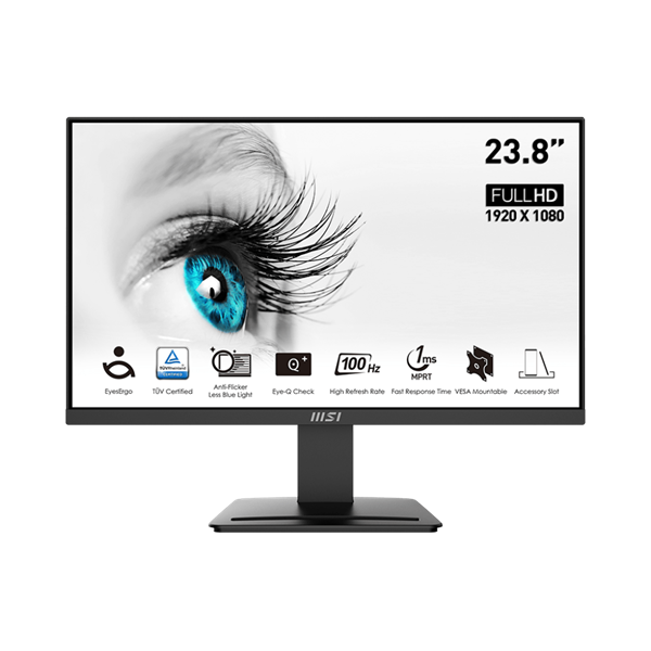 MSI Monitor Business PRO MP2412 23,8" FHD, 1920x1080, IPS, 100Hz, 4000:1 CR, 300cd/m2, 1ms, HDMI,  DP, Black (9S6-3BA9CH-059)