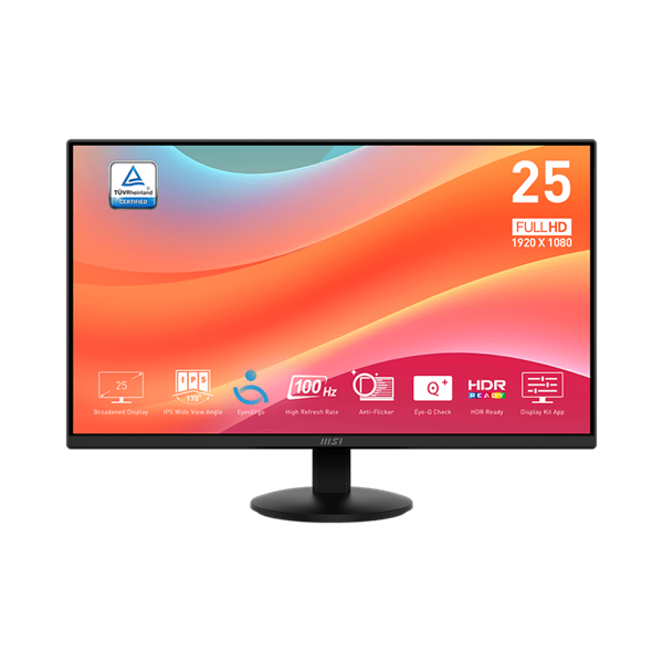 MSI Monitor Business PRO MP252L 24,5" FHD, 1920x1080, IPS, 100Hz, 1300:1 CR, 300cd/m2, 1ms, HDMI, DP, Black (9S6-3PD7CT-013)