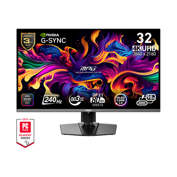 MSI Monitor GAMING MPG 322URX QD-OLED 31,5" UHD 3840x2160, 240Hz, 150000:1 CR, 250cd/m2, 0,03ms, 2x HDMI, DP, USB-C (9S6-3DD29A-058)