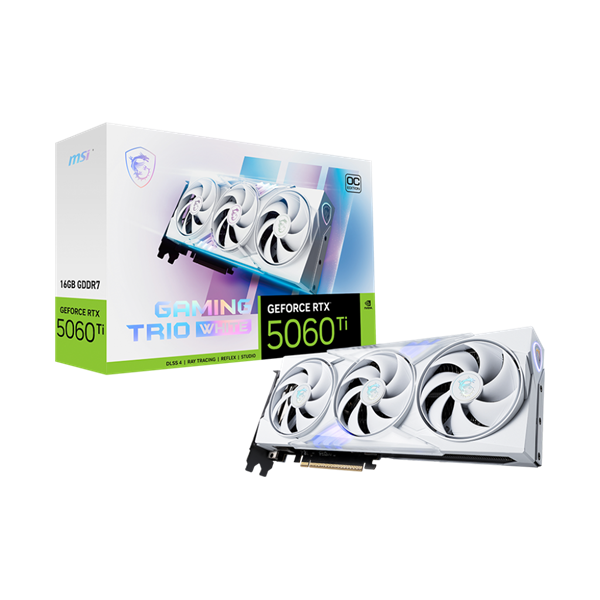MSI Videokártya PCI-Ex16x nVIDIA RTX 5060 Ti GAMING TRIO 16GB DDR7 OC WHITE (RTX 5060 TI 16G GAMING TRIO OC WHITE)
