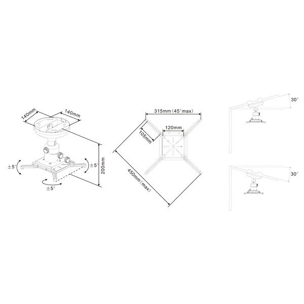 MULTIBRACKETS Mennyezeti konzol, M Universal Projector Ceiling mount 600-1000 with Fine tune (7350073730735)
