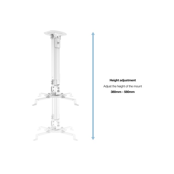 MULTIBRACKETS Mennyezeti konzol, M Universal Projector Ceiling Mount I (13.5 kg, White, 380-580 mm) (7350022730311)