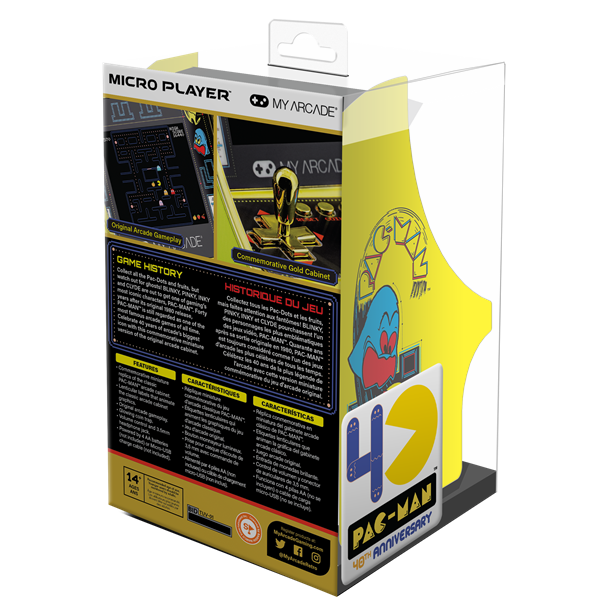 MY ARCADE Játékkonzol Pac-Man 40th Anniversary Micro Player Retro Arcade 6.75" Hordozható, DGUNL-3290 (DGUNL-3290)