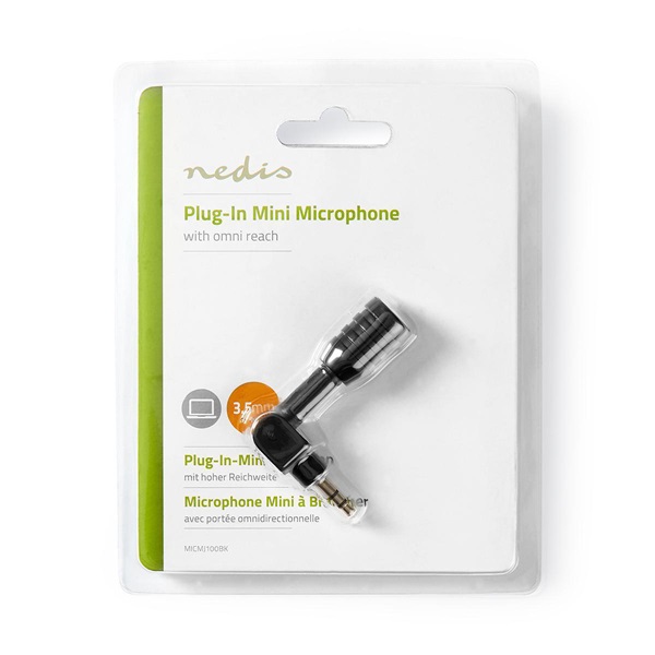 Nedis MICMJ100BK notebook mikrofon, 3,5mm jack dugó (MICMJ100BK)