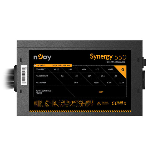 NJOY Tápegység Synergy 550W, 12cm, 20+4, Aktív PFC 80+ White (PSAT1055A20CSCZ01B)