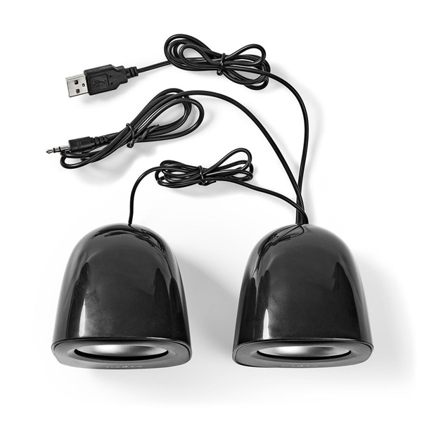 Nedis CSPR10020BK PC hangszóró 2.0, 12 W, 3,5mm sztereo jack, USB-ről táplált, hangerőszabályzó (CSPR10020BK)