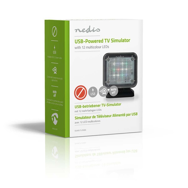 Nedis DUMSTV10BK Tv szimulátor lámpa, valósághű TV effektusok, beépített időzítő, USB, plug and play funkció (DUMSTV10BK)
