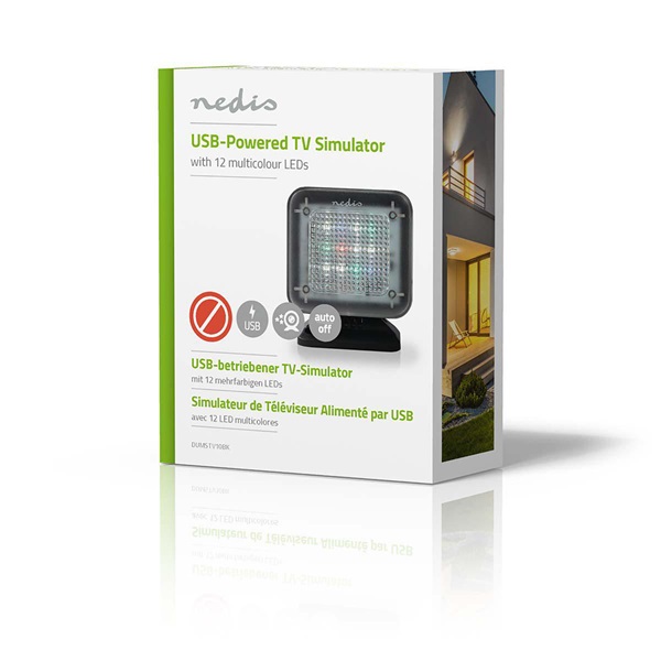 Nedis DUMSTV10BK Tv szimulátor lámpa, valósághű TV effektusok, beépített időzítő, USB, plug and play funkció (DUMSTV10BK)