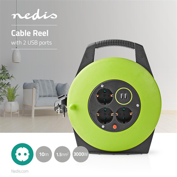 Nedis PECCR10UFGN kábeldob 10m (PECCR10UFGN)