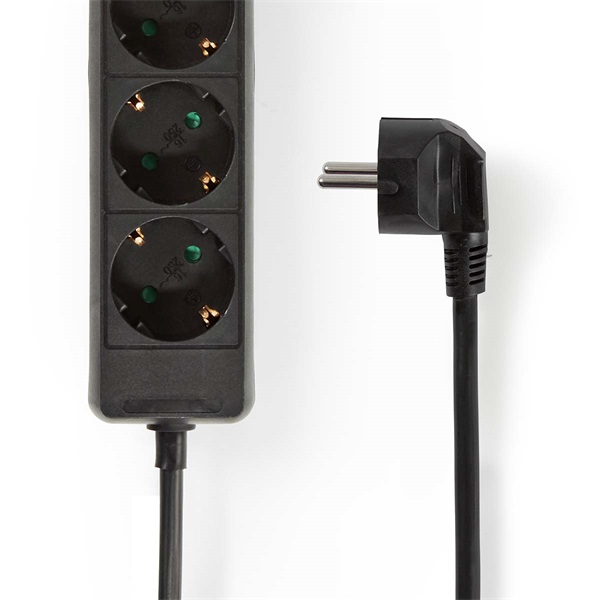 Nedis ESOC630F1BK 6 aljzatos elosztó, 3 m, 3680 W, 16 A, fekete (ESOC630F1BK)