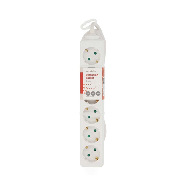 Nedis ESOC630F1WT 6 aljzatos elosztó, 3 m, 3680 W, 16 A, fehér (ESOC630F1WT)