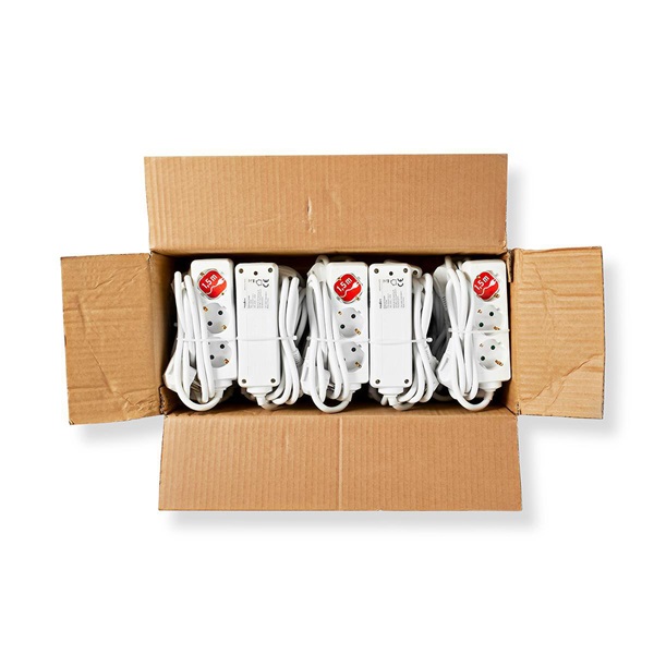 Nedis EXSO315F1WTB földelt 3 aljzatos elosztó, 1,5m, H05VV-F 3G1,5mm2, 3680 W | 16 A (EXSO315F1WTB)