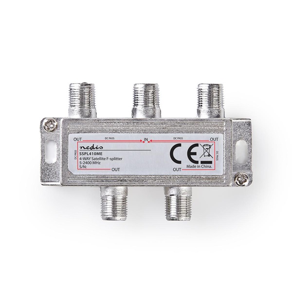 Nedis F elosztó 1-be - 4-ki, 5 - 2400 MHz | 6,5 dB, SSPL410ME (SSPL410ME)