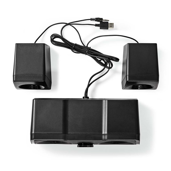Nedis GSPR21022BK gamer hangszóró készlet, csatornák: 2.2, USB tápellátás, 3,5 mm jack, 48 W, LED, hangerőszabályozó (GSPR21022BK)