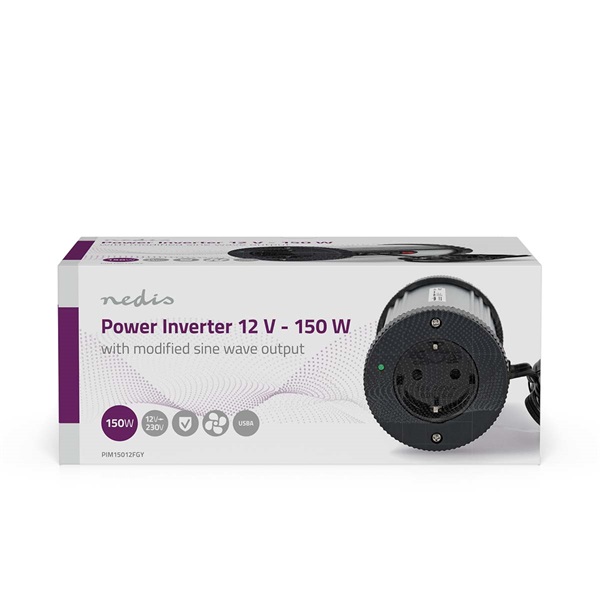 Nedis PIM15012FGY 12V DC - 230V AC inverter, 150W, csatlakozás: szivargyújtós (PIM15012FGY)