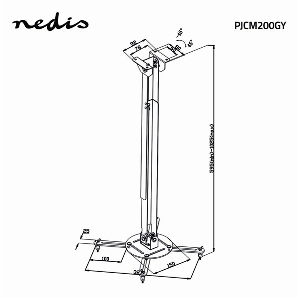 Nedis PJCM200GY projektor tartó konzol (PJCM200GY)