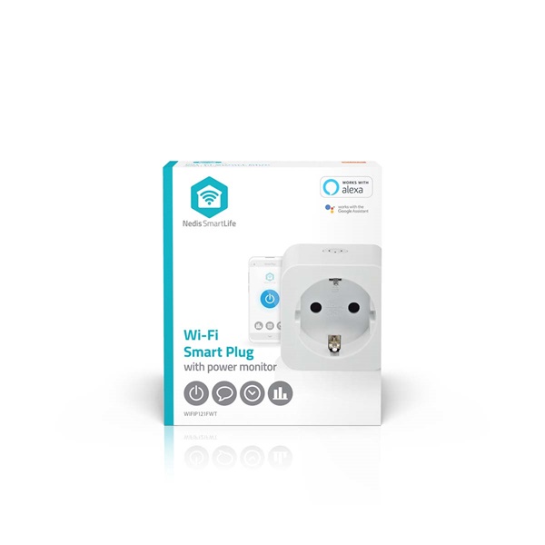Nedis WIFIP121FWT okos konnektor, Wi-Fi, IP21, 16A, 3680W, fogyasztásmérő, Android™ / IOS (WIFIP121FWT)