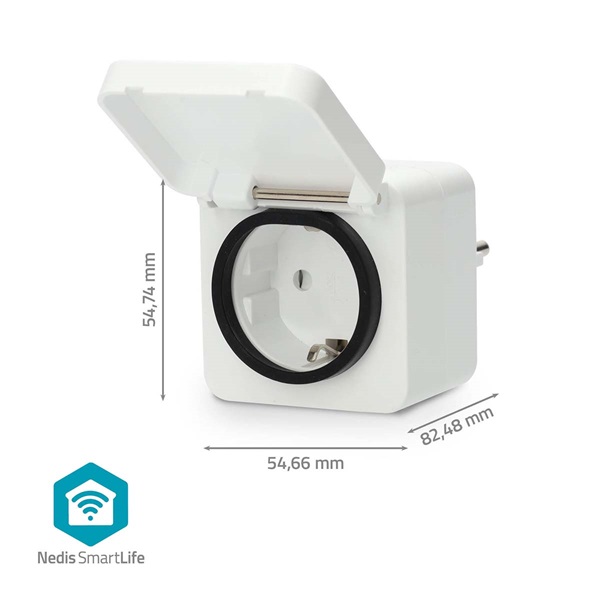 Nedis WIFIPO130FWT kültéri okos konnektor, Wi-Fi, IP44, fogyasztás mérő, 3680 W, földelt érintkező, Android™ / IOS (WIFIPO130FWT)