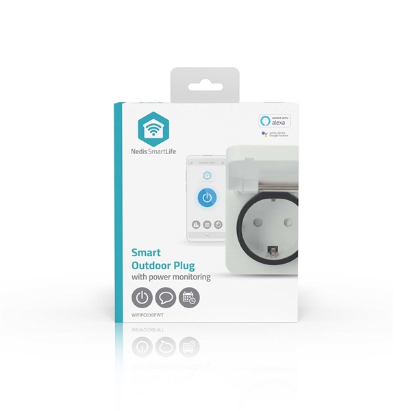 Nedis WIFIPO130FWT kültéri okos konnektor, Wi-Fi, IP44, fogyasztás mérő, 3680 W, földelt érintkező, Android™ / IOS (WIFIPO130FWT)
