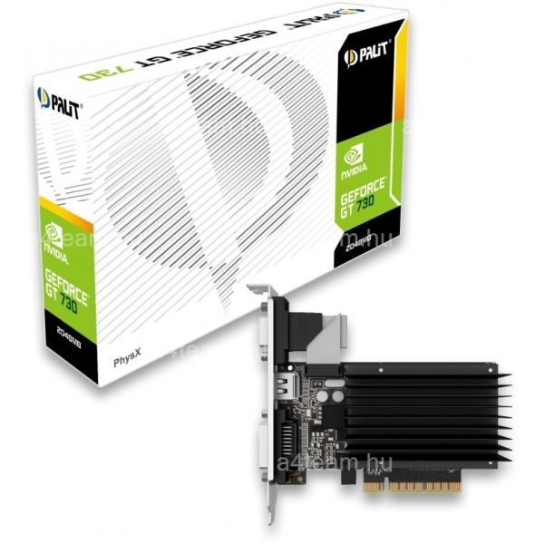 PALIT Videokártya PCI-Ex16x nVIDIA GT 730 2GB GDDR3, Passzív (NEAT7300HD46-2080H)