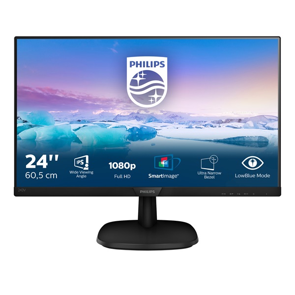 PHILIPS IPS monitor 23.8" 243V7QDSB, 1920x1080, 16:9, 250cd/m2, 4ms, VGA/DVI/HDMI (243V7QDSB/00)