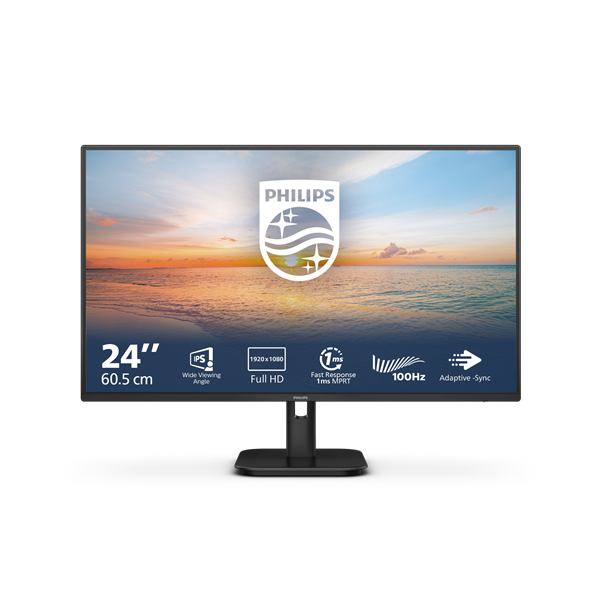 PHILIPS IPS monitor 23.8" 24E1N1100A, 1920x1080, 16:9, 250cd/m2, 4ms, VGA/HDMI, hangszóró, 100Hz (24E1N1100A/00)