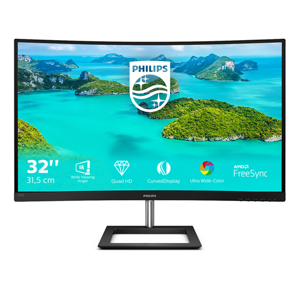 PHILIPS Ívelt VA monitor 31.5" 325E1C, 2560x1440, 16:9, 250cd/m2, 4ms, VGA/HDMI/DisplayPort (325E1C/00)
