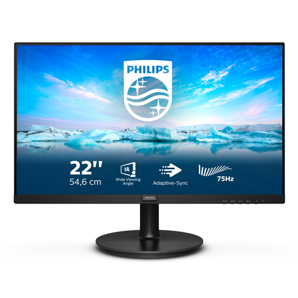PHILIPS VA monitor 21.5" 221V8LD, 1920x1080, 16:9, 25cd/m2, 4ms, VGA/DVI/HDMI (221V8LD/00)