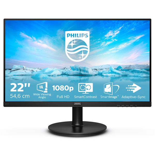 PHILIPS VA monitor 21.5" 221V8A, 1920x1080, 16:9, 250cd/m2, 4ms, VGA/HDMI, hangszóró (221V8A/00)