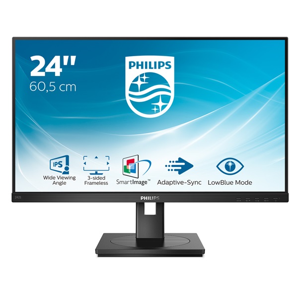 PHILIPS IPS monitor 23.8" 242S1AE, 1920x1080, 16:9, 250cd/m2, 4ms, VGA/DVI/HDMI/DisplayPort, Pivot, hangszóró (242S1AE/00)