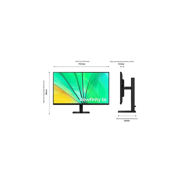 SAMSUNG IPS 100Hz monitor 32" S60D, 2560x1440, 16:9, 350cd/m2, 5ms, HDMI/DisplayPort/3xUSB, Pivot (LS32D600EAUXEN)