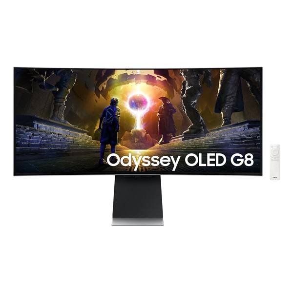 SAMSUNG Ívelt Gaming OLED monitor 34" G85SD, 3440x1440, 21:9, 250cd/m2, 0.03ms, DP/HDMI/WiFi/BT, hangszóró, távirányító (LS34DG850SUXDU)