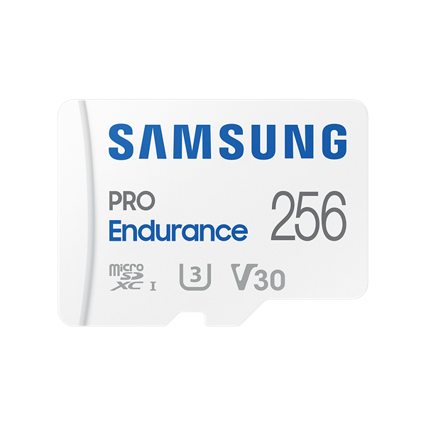 SAMSUNG Memóriakártya, PRO Endurance microSD kártya 256GB, CLASS 10, UHS-I (SDR104), + SD Adapter, R100/W40 (MB-MJ256KA/EU)