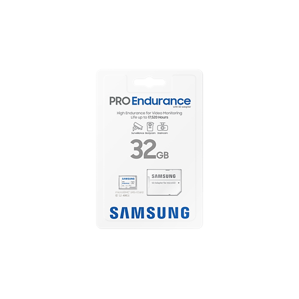 SAMSUNG Memóriakártya, PRO Endurance microSD kártya 32GB, CLASS 10, UHS-I (SDR104), + SD Adapter, R100/W30 (MB-MJ32KA/EU)