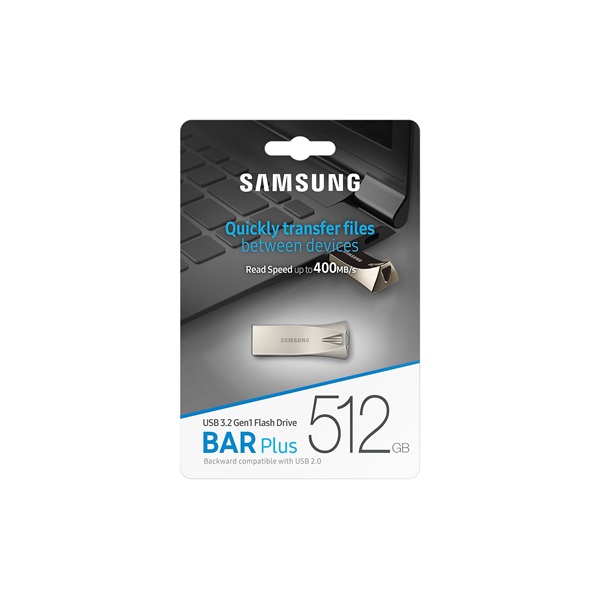SAMSUNG Pendrive BAR Plus USB 3.1 Flash Drive 512GB (Champaign Silver) (MUF-512BE3/APC)