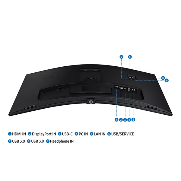 SAMSUNG Ívelt VA monitor 34" S65UC, 3440x1440, 21:9, 350cd/m2, 5ms, HDMI/DisplayPort/3xUSB/USB-C/LAN, hangszóró (LS34C652UAUXEN)