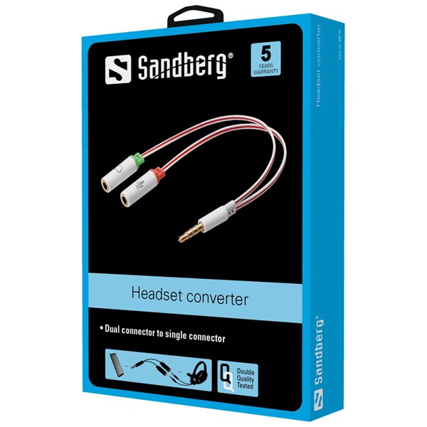 SANDBERG Audio adapter, Headset converter Dual->Single (508-59)