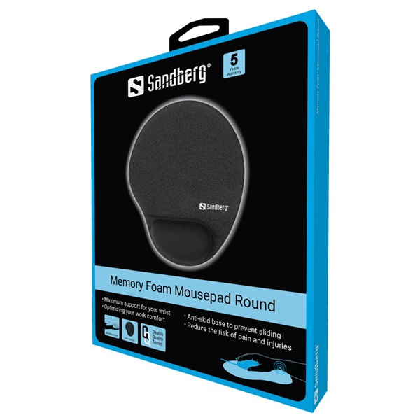 SANDBERG Egérpad és ergonomikus eszköz, Memory Foam Mousepad Round (520-37)