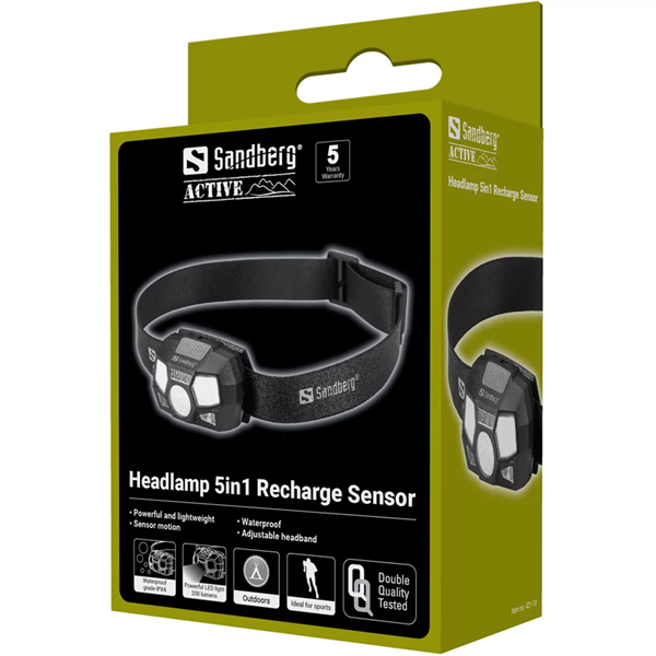 SANDBERG Fejlámpa, Headlamp 5in1 Recharge Sensor (421-10)