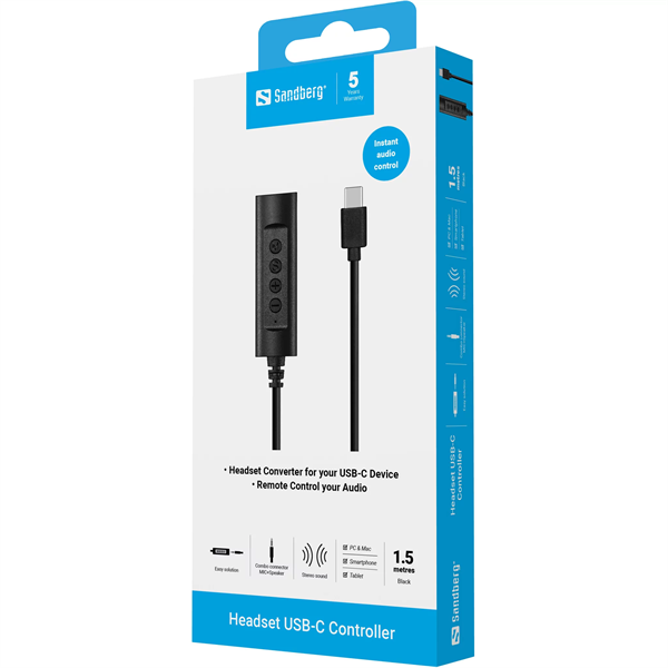 SANDBERG Headset USB-C Controller, 1.5m (136-73)