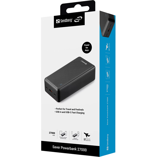 SANDBERG Hordozható akkumulátor, Saver Powerbank 27000 (320-43)